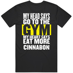 My Heart Says Eat More Cinnabon Funny Food Gym Black MENS SIZE LARGE T Shirt My Heart Says Eat More Cinnabon Funny Food Gym Black MENS SIZE LARGE T Shirt