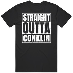 Straight Outta Conklin Michigan City Compton Parody Grunge Black MENS SIZE LARGE T Shirt Straight Outta Conklin Michigan City Compton Parody Grunge Black MENS SIZE LARGE T Shirt