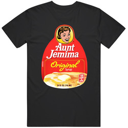 Aunt Jemima White Woman's Face Original Syrup Mashup Black MENS SIZE LARGE T Shirt