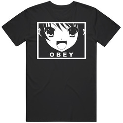 Haruhi Obey Funny Anime Black MENS SIZE LARGE T Shirt Haruhi Obey Funny Anime Black MENS SIZE LARGE T Shirt