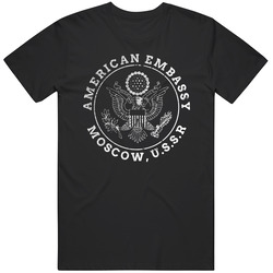 American Embassy Moscow Ussr Black MENS SIZE LARGE T Shirt American Embassy Moscow Ussr Black MENS SIZE LARGE T Shirt