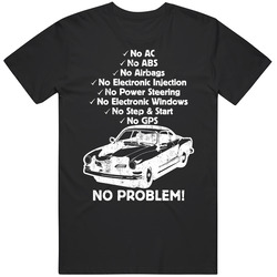 1955 Volkswagen Karmann Ghia No Problem Vintage Car Cool Black MENS SIZE LARGE T Shirt 1955 Volkswagen Karmann Ghia No Problem Vintage Car Cool Black MENS SIZE LARGE T Shirt