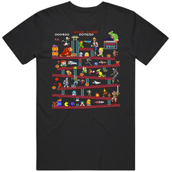 Donkey Kong Grid Retro Nes Characters Pixel Art Work 80s Video Game Fan Black MENS SIZE LARGE T Shirt Donkey Kong Grid Retro Nes Characters Pixel Art Work 80s Video Game Fan Black MENS SIZE LARGE T Shirt