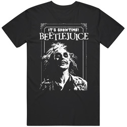 Beetlejuice It's Showtime Retro Horror Comedy Movie Black MENS SIZE LARGE T Shirt