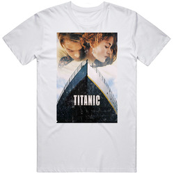 Titanic Retro 90s Vintage Design Distressed Look Mens Size Large White  T Shirt