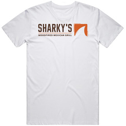 Sharky's Woodfired Mexican Grill Food Restaurant Logo Mens Size Large White T Shirt Sharky's Woodfired Mexican Grill Food Restaurant Logo Mens Size Large White T Shirt