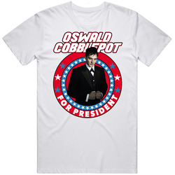 Oswald Cobblepot Penguin Gotham For President Tv Show Villain Fan Mens Size Large White  T Shirt