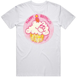 Cupcake Happy Birthday Scratch N Sniff Sticker Retro Vintage Worn Look T Shirt Cupcake Happy Birthday Scratch N Sniff Sticker Retro Vintage Worn Look T Shirt