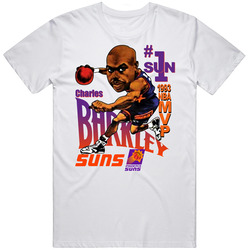 Charles Barkley Retro Basketball Caricature Mens Size Large White T Shirt Charles Barkley Retro Basketball Caricature Mens Size Large White T Shirt