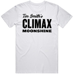Tim Smith's Climax Moonshine Whiskey Label Logo Mens Size Large White T Shirt Tim Smith's Climax Moonshine Whiskey Label Logo Mens Size Large White T Shirt