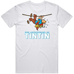 Tintin Cartoon Comic Mens Size Large White T Shirt Tintin Cartoon Comic Mens Size Large White T Shirt