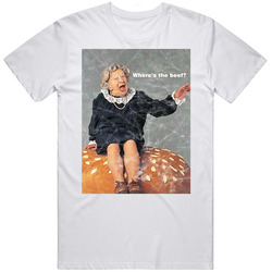 Where's The Beef Lady 80s Fast Food Worn Look Mens Size Large White T Shirt Where's The Beef Lady 80s Fast Food Worn Look Mens Size Large White T Shirt