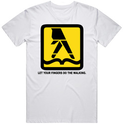 Let Your Fingers Do The Walking Yellow Pages Most Memorable Ad Slogan Mens Size Large White T Shirt Let Your Fingers Do The Walking Yellow Pages Most Memorable Ad Slogan Mens Size Large White T Shirt