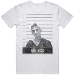 Aaron Carter Celebrity Mugshot Police Department Mens Size Large White  T Shirt