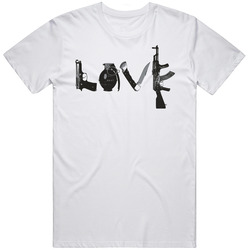Love War Guns Political Mens Size Large White T Shirt Love War Guns Political Mens Size Large White T Shirt