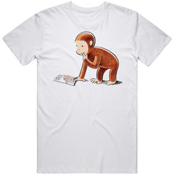 Curious George Origin Of Species Parody Mens Size Large White T Shirt Curious George Origin Of Species Parody Mens Size Large White T Shirt