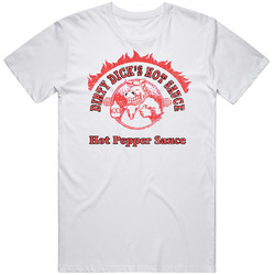 Dirty Dick's Hot Pepper Sauce Logo Grunge Vintage Worn Look Mens Size Large White T Shirt Dirty Dick's Hot Pepper Sauce Logo Grunge Vintage Worn Look Mens Size Large White T Shirt