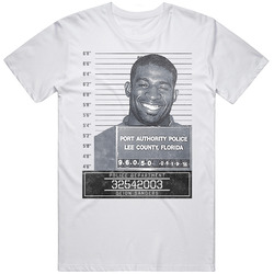 Deion Sanders Famous Sports Star Mugshot Police Department Mens Size Large White T Shirt Deion Sanders Famous Sports Star Mugshot Police Department Mens Size Large White T Shirt