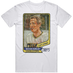 Reggie Dunlop Left Wing Charlestown Hockey Card Mens Size Large White T Shirt Reggie Dunlop Left Wing Charlestown Hockey Card Mens Size Large White T Shirt