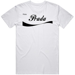 Prada Enjoy Cola Parody Name Mens Size Large White  T Shirt