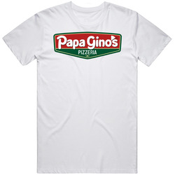 Papa Ginos Pizzeria Cool Pizza Restaurant Brand Logo Mens Size Large White T Shirt Papa Ginos Pizzeria Cool Pizza Restaurant Brand Logo Mens Size Large White T Shirt