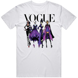 Vogue Maleficent Cruella Ursula Queen Parody Famous Female Cartoon Villains Mens Size Large White T Shirt Vogue Maleficent Cruella Ursula Queen Parody Famous Female Cartoon Villains Mens Size Large White T Shirt