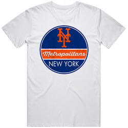 New York Metropolitans Patch Logo Mens Size Large White T Shirt New York Metropolitans Patch Logo Mens Size Large White T Shirt