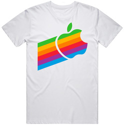 Retro Apple Rainbow Mens Size Large White T Shirt Retro Apple Rainbow Mens Size Large White T Shirt