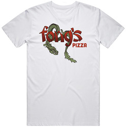 Fongs Pizza Cool Pizzeria Restaurant Brand Logo Mens Size Large White  T Shirt