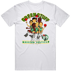 Boston Basketball Team Caricature Green Stuff Mens Size Large White T Shirt Boston Basketball Team Caricature Green Stuff Mens Size Large White T Shirt