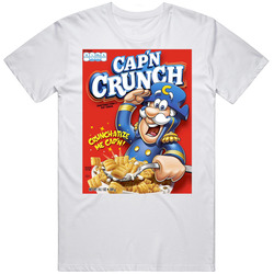 Cap'n Captain Crunch Box Greatest Cereal Of All Time Breakfast Fan Foodie Mens Size Large White T Shirt Cap'n Captain Crunch Box Greatest Cereal Of All Time Breakfast Fan Foodie Mens Size Large White T Shirt
