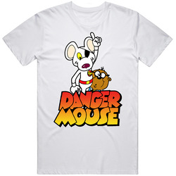 Danger Mouse 80s Retro Tv Show Fan Mens Size Large White T Shirt Danger Mouse 80s Retro Tv Show Fan Mens Size Large White T Shirt