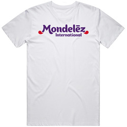 Mondelez International Inc Nasdaq Company Logo Employee Fan Mens Size Large White T Shirt Mondelez International Inc Nasdaq Company Logo Employee Fan Mens Size Large White T Shirt