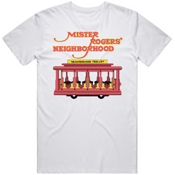 Mister Roger's Neighborhood Trolley 70s 80s Kids Tv Show Mens Size Large White T Shirt Mister Roger's Neighborhood Trolley 70s 80s Kids Tv Show Mens Size Large White T Shirt