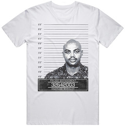 Charles Barkley Famous Sports Star Mugshot Police Department Mens Size Large White T Shirt Charles Barkley Famous Sports Star Mugshot Police Department Mens Size Large White T Shirt