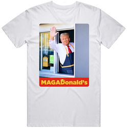 Magadonald's Drive Thru Trump Mcdonald's Parody Mens Size Large White  T Shirt