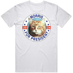Morris The Cat For President 2024 Mens Size Large White T Shirt Morris The Cat For President 2024 Mens Size Large White T Shirt