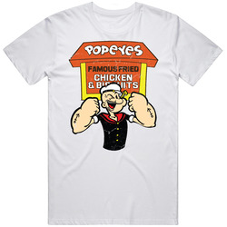 Popeyes Famous Fried Chicken The Sailor Man Mashup Parody Mens Size Large White T Shirt Popeyes Famous Fried Chicken The Sailor Man Mashup Parody Mens Size Large White T Shirt