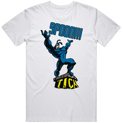 The Tick Spoon Cartoon Super Hero Mens Size Large White T Shirt The Tick Spoon Cartoon Super Hero Mens Size Large White T Shirt