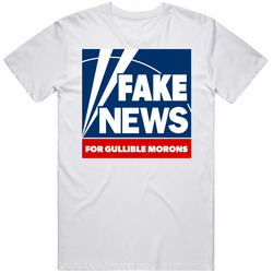 Fox Fake News For Gullible Morons Funny Mens Size Large White T Shirt Fox Fake News For Gullible Morons Funny Mens Size Large White T Shirt