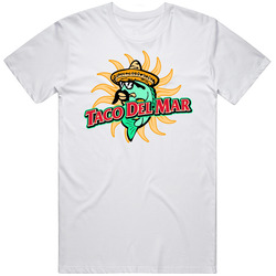 Taco Del Mar Mexican Grill Food Restaurant Logo Mens Size Large White  T Shirt