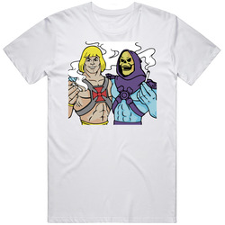 He-man And Skeletor Smoking Weed Funny Cartoon Character Mens Size Large White T Shirt He-man And Skeletor Smoking Weed Funny Cartoon Character Mens Size Large White T Shirt