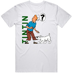 Tintin Comic Cartoon Hero Detective Mens Size Large White T Shirt Tintin Comic Cartoon Hero Detective Mens Size Large White T Shirt