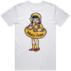 Mary Jane Pure Food Candy Retro Sweets Worn Look Mens Size Large White  T Shirt