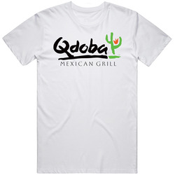 Qdoba Mexican Grill Food Restaurant Logo Mens Size Large White  T Shirt