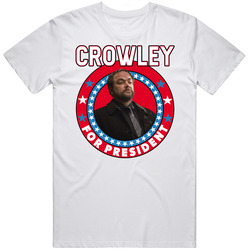 Crowley Supernatural For President Tv Show Villain Fan Mens Size Large White T Shirt Crowley Supernatural For President Tv Show Villain Fan Mens Size Large White T Shirt