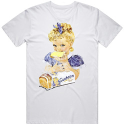 50s Sunbeam Bread Girl Retro Food Worn Look Mens Size Large White  T Shirt