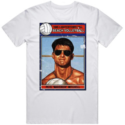 Tom Cruise Pete Maverick Mitchell Volleyball Trading Card Mens Size Large White T Shirt Tom Cruise Pete Maverick Mitchell Volleyball Trading Card Mens Size Large White T Shirt