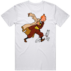 Tintin Comic Mens Size Large White T Shirt Tintin Comic Mens Size Large White T Shirt