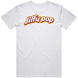 Jiffy Pop Favorite Popcorn Snack Food Lovers Mens Size Large White  T Shirt